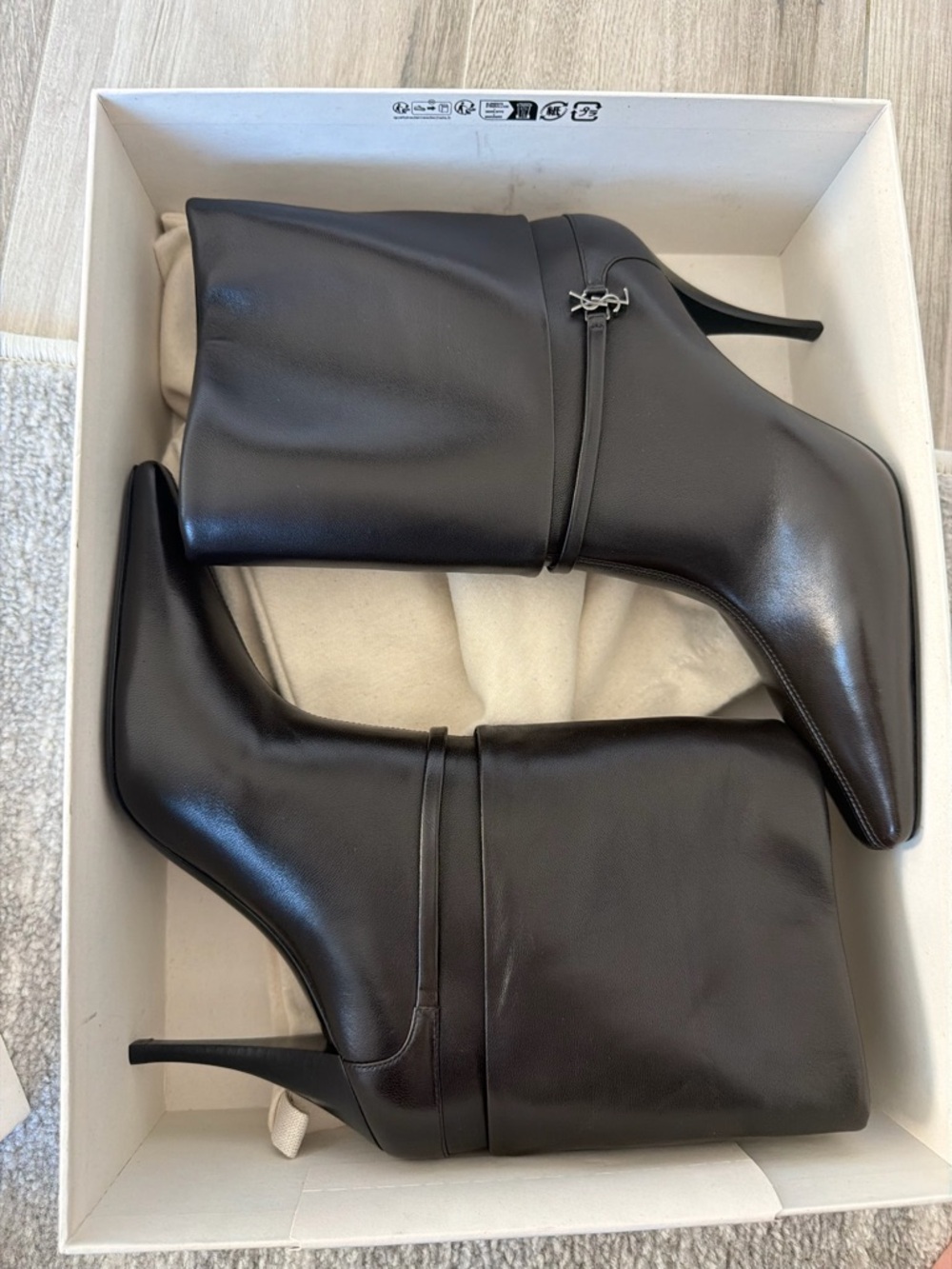 Saint Laurent Black Leather Niki 90 Heeled Boots size 39 - Picture 2 of 4